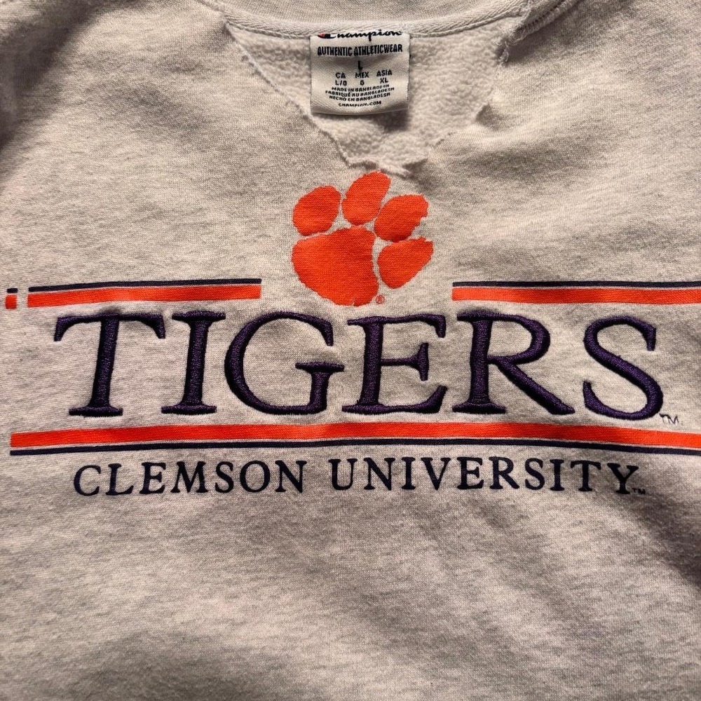 Clemson University Tigers Champion Sweatshirt Light‎ Grey Women's Size L Sports - Picture 4 of 9